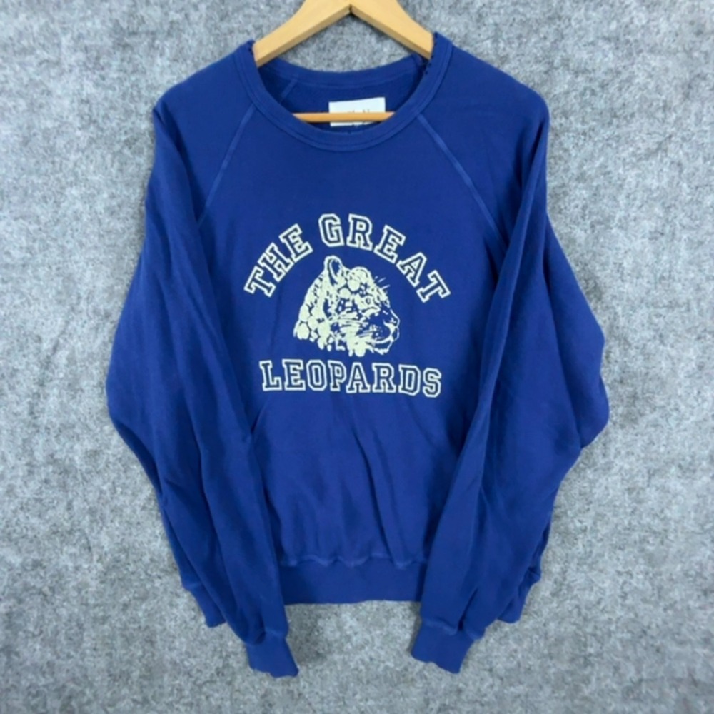 The Great Sweatshirt Women 2 Blue Leopards College Rookie Graphic Pullover